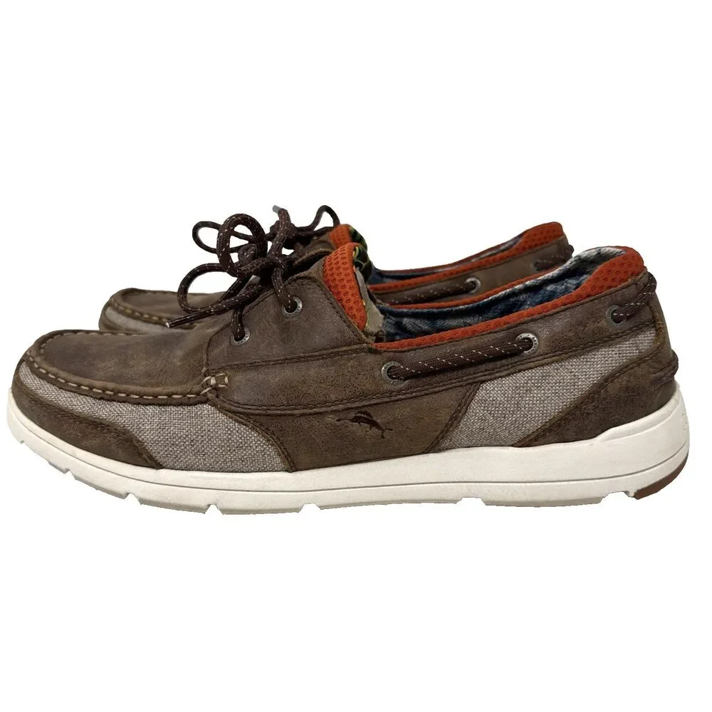 Tommy Bahama On Par Spectator Boat Deck Shoe Mens Sz 12 Brown Leather Tropical